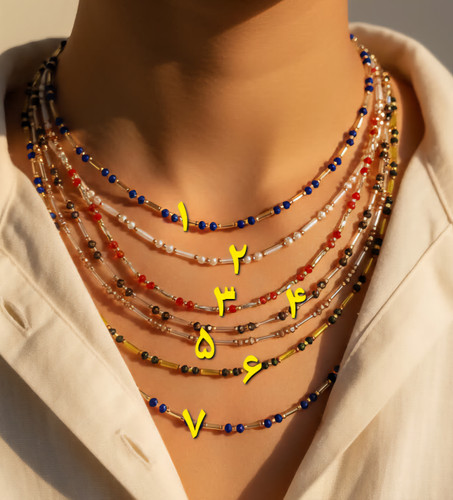 گردنبند دستساز از منجوقهای میوکی ژاپنی و کریستال چک