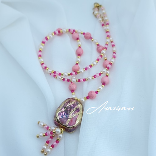 گردنبند رولباسی تینیج صورتی باربی